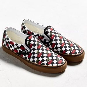 cherry checkerboard vans